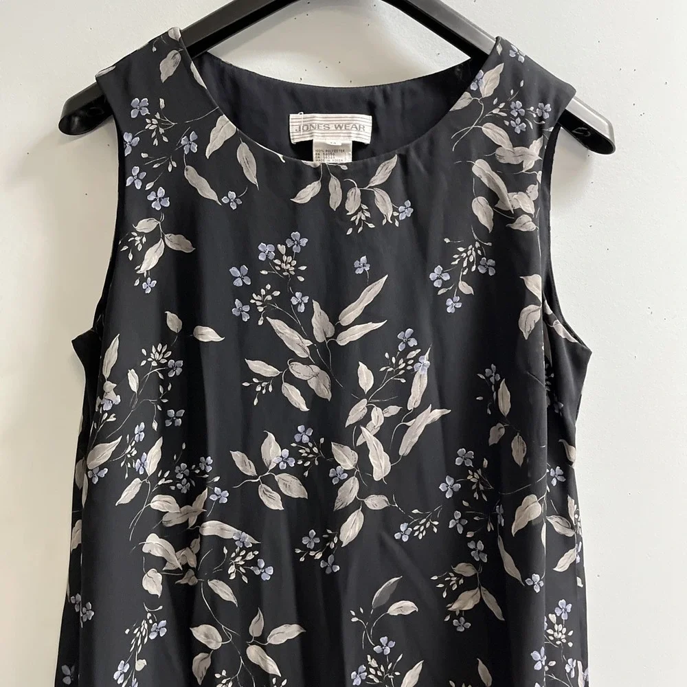 Vintage Jones New York Dress Black Chiffon Maxi Size 14‎ Office Career Event